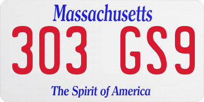MA license plate 303GS9