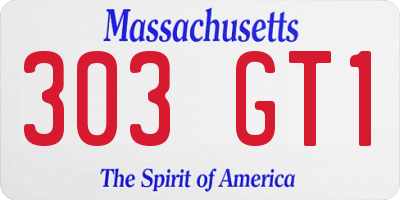 MA license plate 303GT1