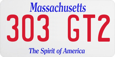 MA license plate 303GT2