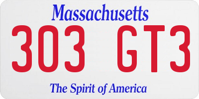 MA license plate 303GT3