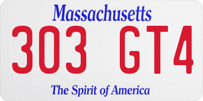 MA license plate 303GT4