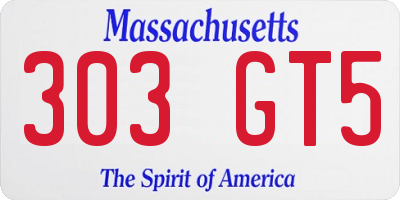 MA license plate 303GT5