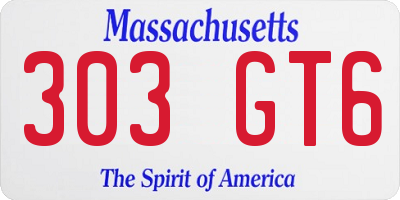 MA license plate 303GT6