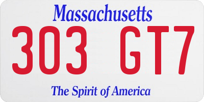 MA license plate 303GT7