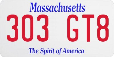 MA license plate 303GT8