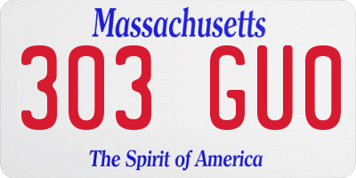 MA license plate 303GU0