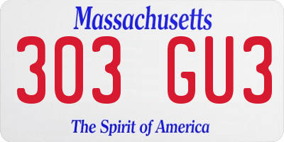 MA license plate 303GU3