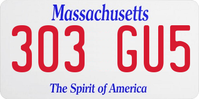 MA license plate 303GU5