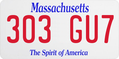 MA license plate 303GU7