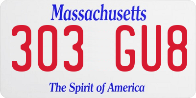 MA license plate 303GU8