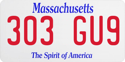 MA license plate 303GU9