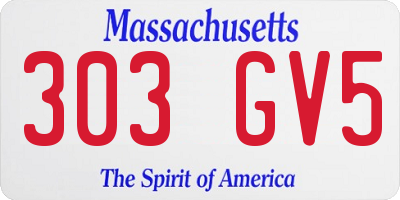 MA license plate 303GV5