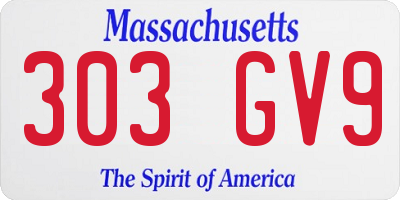 MA license plate 303GV9