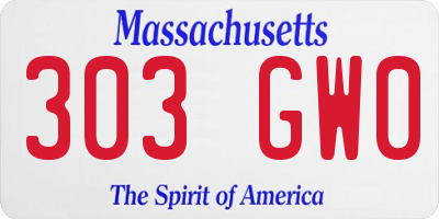 MA license plate 303GW0