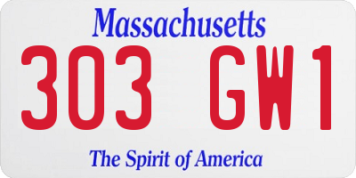 MA license plate 303GW1