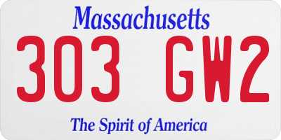 MA license plate 303GW2