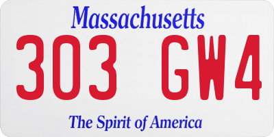 MA license plate 303GW4