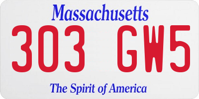 MA license plate 303GW5