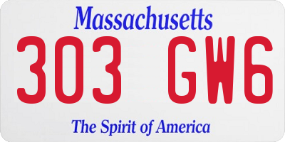 MA license plate 303GW6