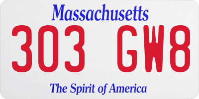MA license plate 303GW8