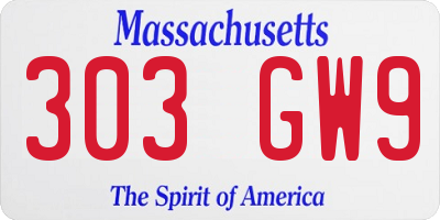 MA license plate 303GW9