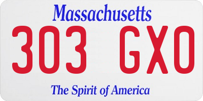 MA license plate 303GX0