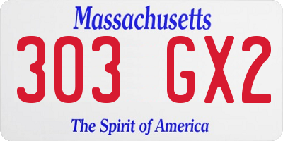 MA license plate 303GX2