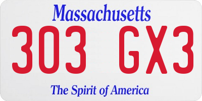 MA license plate 303GX3
