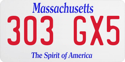 MA license plate 303GX5