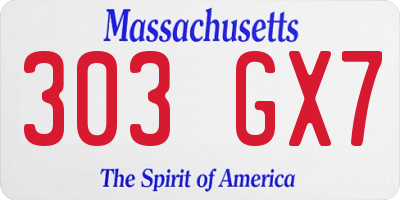 MA license plate 303GX7