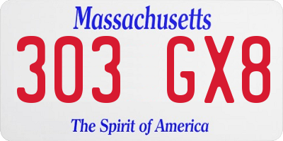 MA license plate 303GX8