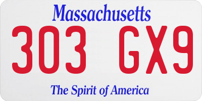 MA license plate 303GX9