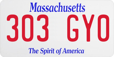 MA license plate 303GY0