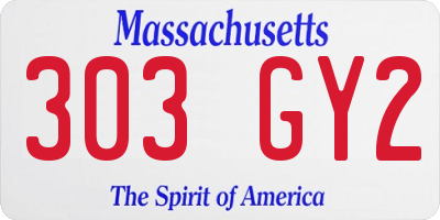 MA license plate 303GY2