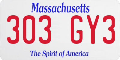 MA license plate 303GY3