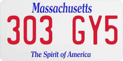 MA license plate 303GY5