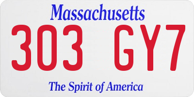 MA license plate 303GY7