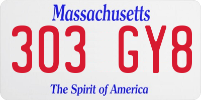 MA license plate 303GY8