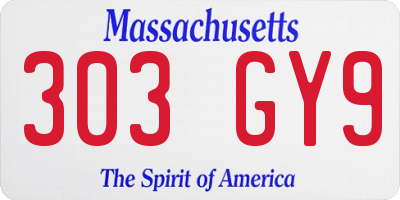 MA license plate 303GY9