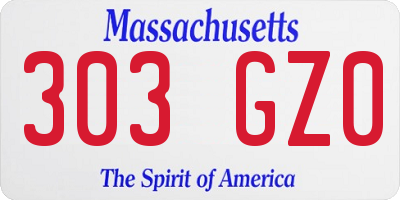 MA license plate 303GZ0