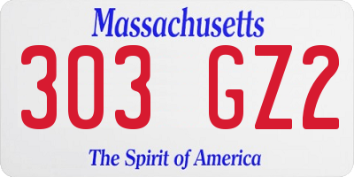 MA license plate 303GZ2