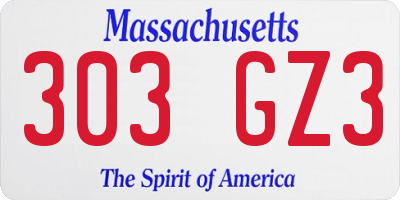 MA license plate 303GZ3