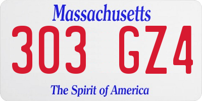 MA license plate 303GZ4
