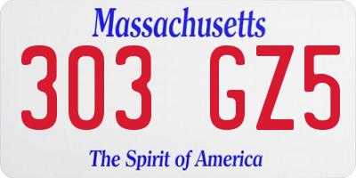 MA license plate 303GZ5