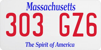 MA license plate 303GZ6