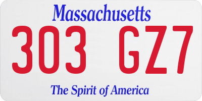 MA license plate 303GZ7