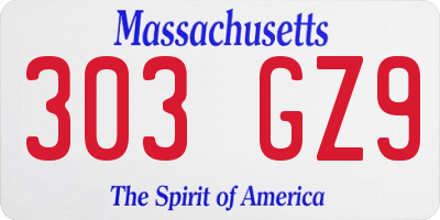 MA license plate 303GZ9