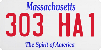 MA license plate 303HA1