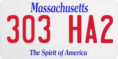 MA license plate 303HA2