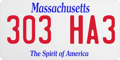 MA license plate 303HA3